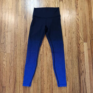 Lululemon Wunder Under Womens Leggings Size 6 Black Blue Ombre High Rise